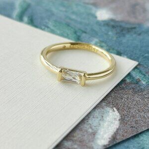 Kendra Scott Juliette Gold White Crystal Band Ring Size 7 New w/dust bag